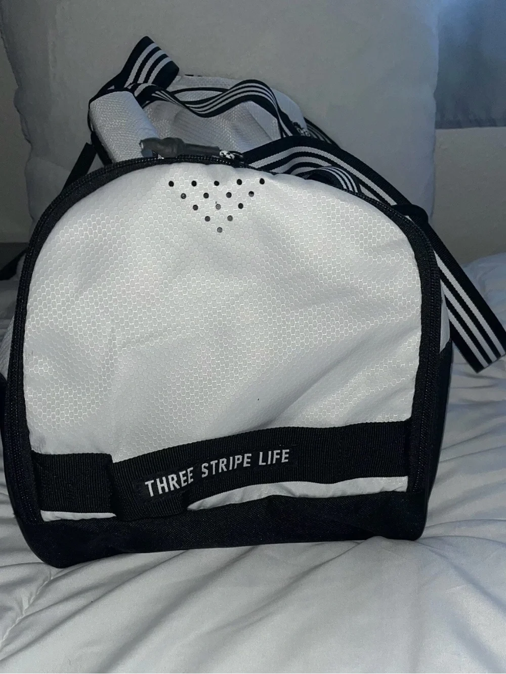 Adidas three stripes Black & White  Duffle Bag (new never used)